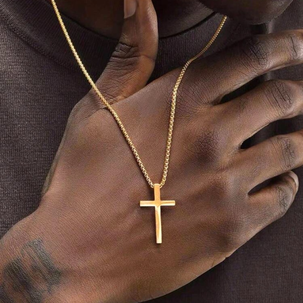 Fashionable Street Style Cross Pendant Stainless Steel Necklace